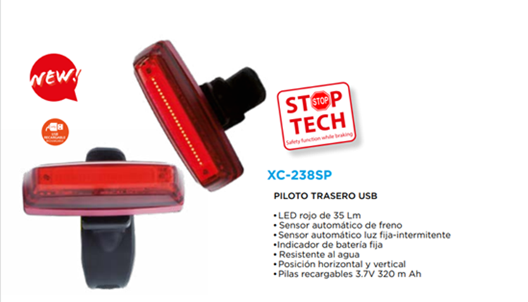 FARO BICICLETA TKX XC238SP TRASERO USB STOP CONTROL